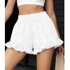 image:imagePRETTYGARDEN Shorts for Women Summer 2026 Beach Vacation Clothes Spring Elastic Waist Embroidered Ruffle Shorts with PocketsWhite
