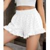 image:imagePRETTYGARDEN Shorts for Women Summer 2026 Beach Vacation Clothes Spring Elastic Waist Embroidered Ruffle Shorts with PocketsWhite