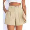 image:imagePRETTYGARDEN Womens Shorts Casual 2026 Summer Elastic High Waist Zipper Button Tailored Shorts Pleated Beach Vacation ClothesApricot