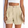 image:imagePRETTYGARDEN Womens Shorts Casual 2026 Summer Elastic High Waist Zipper Button Tailored Shorts Pleated Beach Vacation ClothesApricot