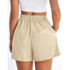 image:imagePRETTYGARDEN Womens Shorts Casual 2026 Summer Elastic High Waist Zipper Button Tailored Shorts Pleated Beach Vacation ClothesApricot