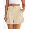 image:imagePRETTYGARDEN Womens Shorts Casual 2026 Summer Elastic High Waist Zipper Button Tailored Shorts Pleated Beach Vacation ClothesApricot