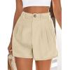 image:imagePRETTYGARDEN Womens Shorts Casual 2026 Summer Elastic High Waist Zipper Button Tailored Shorts Pleated Beach Vacation ClothesApricot