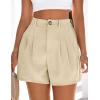 image:imagePRETTYGARDEN Womens Shorts Casual 2026 Summer Elastic High Waist Zipper Button Tailored Shorts Pleated Beach Vacation ClothesApricot
