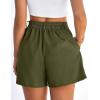 image:imagePRETTYGARDEN Womens Shorts Casual 2026 Summer Elastic High Waist Zipper Button Tailored Shorts Pleated Beach Vacation ClothesArmy Green