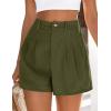 image:imagePRETTYGARDEN Womens Shorts Casual 2026 Summer Elastic High Waist Zipper Button Tailored Shorts Pleated Beach Vacation ClothesArmy Green
