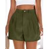 image:imagePRETTYGARDEN Womens Shorts Casual 2026 Summer Elastic High Waist Zipper Button Tailored Shorts Pleated Beach Vacation ClothesArmy Green
