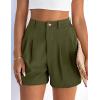 image:imagePRETTYGARDEN Womens Shorts Casual 2026 Summer Elastic High Waist Zipper Button Tailored Shorts Pleated Beach Vacation ClothesArmy Green