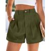 image:imagePRETTYGARDEN Womens Shorts Casual 2026 Summer Elastic High Waist Zipper Button Tailored Shorts Pleated Beach Vacation ClothesArmy Green