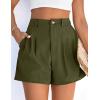 image:imagePRETTYGARDEN Womens Shorts Casual 2026 Summer Elastic High Waist Zipper Button Tailored Shorts Pleated Beach Vacation ClothesArmy Green