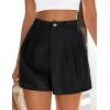 image:imagePRETTYGARDEN Womens Shorts Casual 2026 Summer Elastic High Waist Zipper Button Tailored Shorts Pleated Beach Vacation ClothesBlack