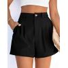 image:imagePRETTYGARDEN Womens Shorts Casual 2026 Summer Elastic High Waist Zipper Button Tailored Shorts Pleated Beach Vacation ClothesBlack