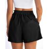 image:imagePRETTYGARDEN Womens Shorts Casual 2026 Summer Elastic High Waist Zipper Button Tailored Shorts Pleated Beach Vacation ClothesBlack
