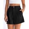 image:imagePRETTYGARDEN Womens Shorts Casual 2026 Summer Elastic High Waist Zipper Button Tailored Shorts Pleated Beach Vacation ClothesBlack