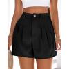 image:imagePRETTYGARDEN Womens Shorts Casual 2026 Summer Elastic High Waist Zipper Button Tailored Shorts Pleated Beach Vacation ClothesBlack