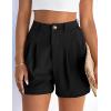 image:imagePRETTYGARDEN Womens Shorts Casual 2026 Summer Elastic High Waist Zipper Button Tailored Shorts Pleated Beach Vacation ClothesBlack