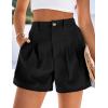 image:imagePRETTYGARDEN Womens Shorts Casual 2026 Summer Elastic High Waist Zipper Button Tailored Shorts Pleated Beach Vacation ClothesBlack