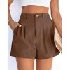 image:imagePRETTYGARDEN Womens Shorts Casual 2026 Summer Elastic High Waist Zipper Button Tailored Shorts Pleated Beach Vacation ClothesDark Brown