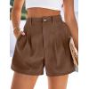 image:imagePRETTYGARDEN Womens Shorts Casual 2026 Summer Elastic High Waist Zipper Button Tailored Shorts Pleated Beach Vacation ClothesDark Brown