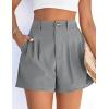 image:imagePRETTYGARDEN Womens Shorts Casual 2026 Summer Elastic High Waist Zipper Button Tailored Shorts Pleated Beach Vacation ClothesGrey