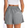 image:imagePRETTYGARDEN Womens Shorts Casual 2026 Summer Elastic High Waist Zipper Button Tailored Shorts Pleated Beach Vacation ClothesGrey