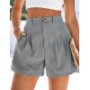 image:imagePRETTYGARDEN Womens Shorts Casual 2026 Summer Elastic High Waist Zipper Button Tailored Shorts Pleated Beach Vacation ClothesGrey