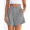image:imagePRETTYGARDEN Womens Shorts Casual 2026 Summer Elastic High Waist Zipper Button Tailored Shorts Pleated Beach Vacation ClothesGrey