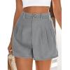 image:imagePRETTYGARDEN Womens Shorts Casual 2026 Summer Elastic High Waist Zipper Button Tailored Shorts Pleated Beach Vacation ClothesGrey