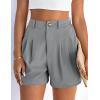 image:imagePRETTYGARDEN Womens Shorts Casual 2026 Summer Elastic High Waist Zipper Button Tailored Shorts Pleated Beach Vacation ClothesGrey