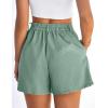 image:imagePRETTYGARDEN Womens Shorts Casual 2026 Summer Elastic High Waist Zipper Button Tailored Shorts Pleated Beach Vacation ClothesGrey Green