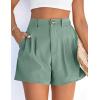 image:imagePRETTYGARDEN Womens Shorts Casual 2026 Summer Elastic High Waist Zipper Button Tailored Shorts Pleated Beach Vacation ClothesGrey Green