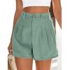 image:imagePRETTYGARDEN Womens Shorts Casual 2026 Summer Elastic High Waist Zipper Button Tailored Shorts Pleated Beach Vacation ClothesGrey Green