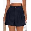 image:imagePRETTYGARDEN Womens Shorts Casual 2026 Summer Elastic High Waist Zipper Button Tailored Shorts Pleated Beach Vacation ClothesNavy