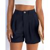image:imagePRETTYGARDEN Womens Shorts Casual 2026 Summer Elastic High Waist Zipper Button Tailored Shorts Pleated Beach Vacation ClothesNavy