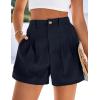 image:imagePRETTYGARDEN Womens Shorts Casual 2026 Summer Elastic High Waist Zipper Button Tailored Shorts Pleated Beach Vacation ClothesNavy
