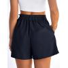 image:imagePRETTYGARDEN Womens Shorts Casual 2026 Summer Elastic High Waist Zipper Button Tailored Shorts Pleated Beach Vacation ClothesNavy