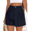 image:imagePRETTYGARDEN Womens Shorts Casual 2026 Summer Elastic High Waist Zipper Button Tailored Shorts Pleated Beach Vacation ClothesNavy