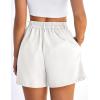 image:imagePRETTYGARDEN Womens Shorts Casual 2026 Summer Elastic High Waist Zipper Button Tailored Shorts Pleated Beach Vacation ClothesWhite