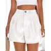image:imagePRETTYGARDEN Womens Shorts Casual 2026 Summer Elastic High Waist Zipper Button Tailored Shorts Pleated Beach Vacation ClothesWhite