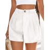 image:imagePRETTYGARDEN Womens Shorts Casual 2026 Summer Elastic High Waist Zipper Button Tailored Shorts Pleated Beach Vacation ClothesWhite