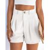 image:imagePRETTYGARDEN Womens Shorts Casual 2026 Summer Elastic High Waist Zipper Button Tailored Shorts Pleated Beach Vacation ClothesWhite