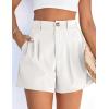 image:imagePRETTYGARDEN Womens Shorts Casual 2026 Summer Elastic High Waist Zipper Button Tailored Shorts Pleated Beach Vacation ClothesWhite
