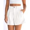 image:imagePRETTYGARDEN Womens Shorts Casual 2026 Summer Elastic High Waist Zipper Button Tailored Shorts Pleated Beach Vacation ClothesWhite
