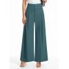 image:imagePRETTYGARDEN Womens Spring Wide Leg Palazzo Pants 2026 Trendy Loose Button High Waist Pleated Work Business Casual TrousersBlue Green