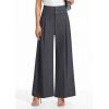 image:imagePRETTYGARDEN Womens Spring Wide Leg Palazzo Pants 2026 Trendy Loose Button High Waist Pleated Work Business Casual TrousersDark Grey