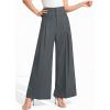 image:imagePRETTYGARDEN Womens Spring Wide Leg Palazzo Pants 2026 Trendy Loose Button High Waist Pleated Work Business Casual TrousersGrey