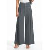 image:imagePRETTYGARDEN Womens Spring Wide Leg Palazzo Pants 2026 Trendy Loose Button High Waist Pleated Work Business Casual TrousersGrey