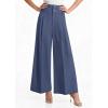 image:imagePRETTYGARDEN Womens Spring Wide Leg Palazzo Pants 2026 Trendy Loose Button High Waist Pleated Work Business Casual TrousersGrey Blue