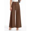 image:imagePRETTYGARDEN Womens Spring Wide Leg Palazzo Pants 2026 Trendy Loose Button High Waist Pleated Work Business Casual TrousersLight Brown