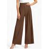 image:imagePRETTYGARDEN Womens Spring Wide Leg Palazzo Pants 2026 Trendy Loose Button High Waist Pleated Work Business Casual TrousersLight Brown